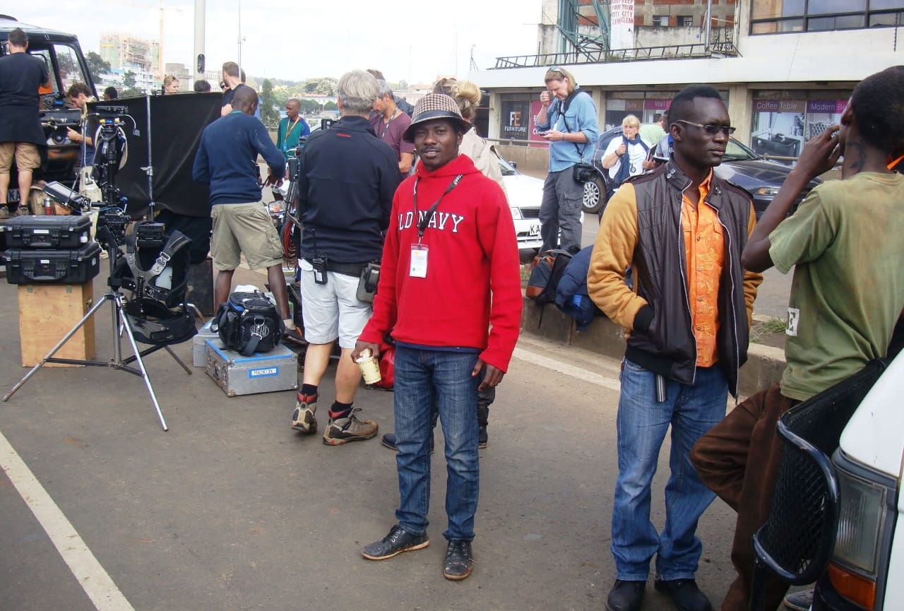 International film unit on location in Nairobi, Kenya