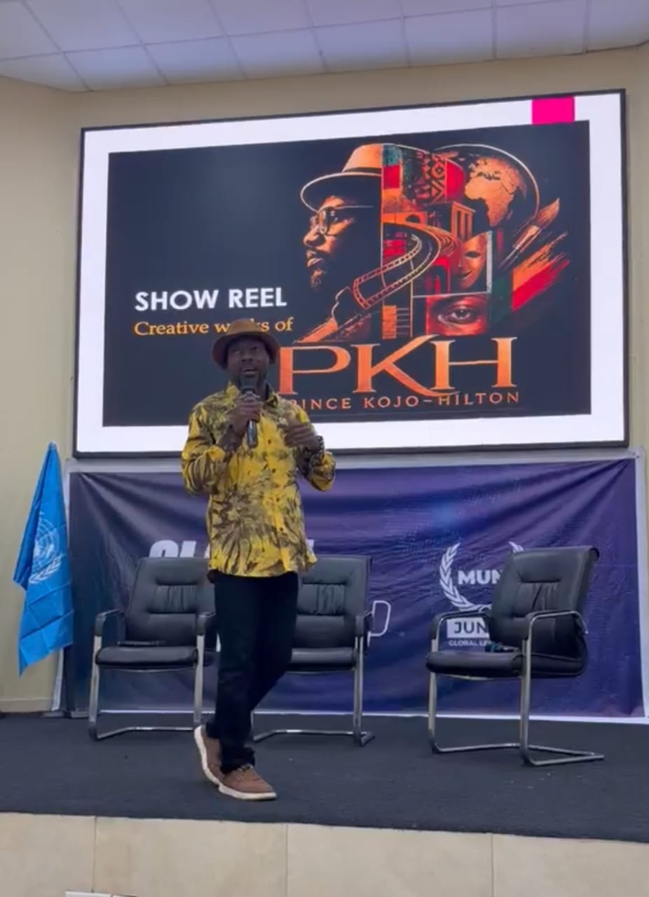 Prince Kojo-Hilton presenting his creative show reel at a global leadership summit