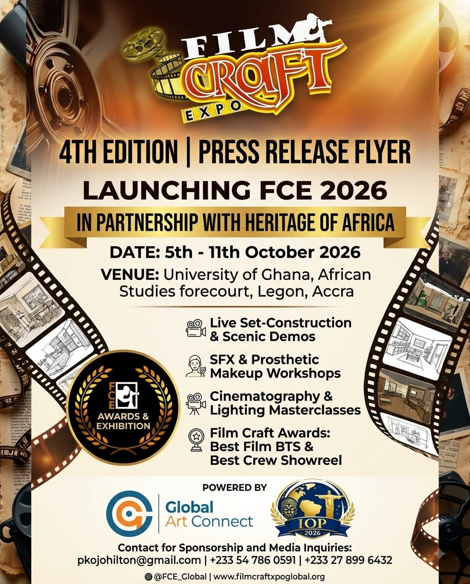 Official Film Craft Expo 4th Edition flyer — launching FCE 2026, 5 to 11 October 2026 at the University of Ghana, Legon, Accra