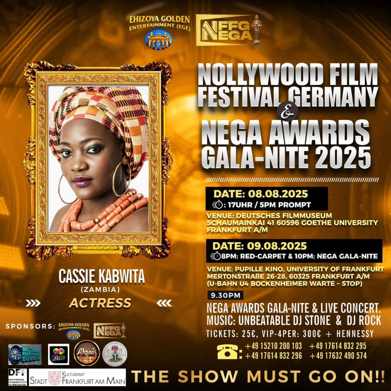 Cassie Kabwita featured on the Nollywood Film Festival Germany & NEGA Awards Gala-Nite 2025 poster