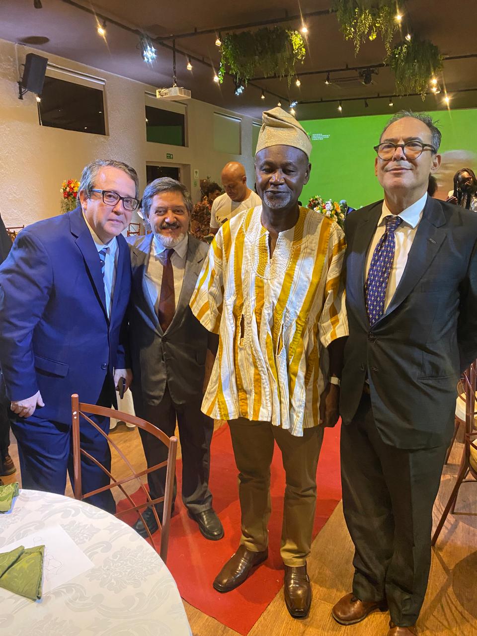 Prince Kojo-Hilton with IOP representatives and the Head of Ghana Mission in Brazil, Hon. Ambassador Nii Namoale Amasah